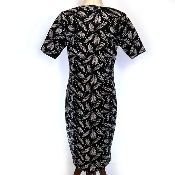 LuLaRoe Feather Print Sheath Dress Women's Large - Picture 5 of 8